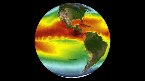 アニメーション化された世界的な可視化は 数年間の海面水温を示しています — ストック動画