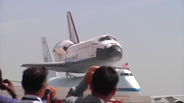Space Shuttle Enterprise Aposentado Parte Trás 747 Antes Uma Grande — Vídeo de Stock