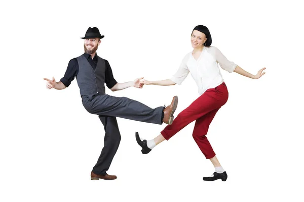 Lindy hop veya rocknroll dans boogie woogie dansçılar
