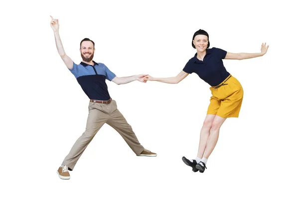 Lindy hop veya rocknroll dans boogie woogie dansçılar