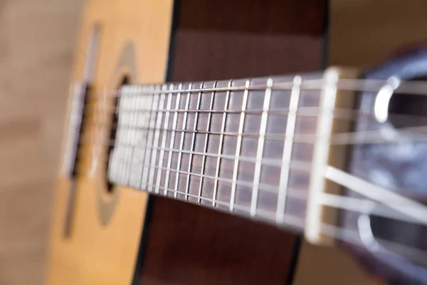 Guitarra instrumento de música imagen macro dramática —  Fotos de Stock