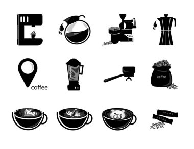 Siluetleri kahve Icon set