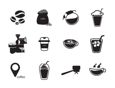 Silhouettes coffee icon set clipart