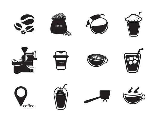 Conjunto de ícones de café silhuetas — Vetor de Stock