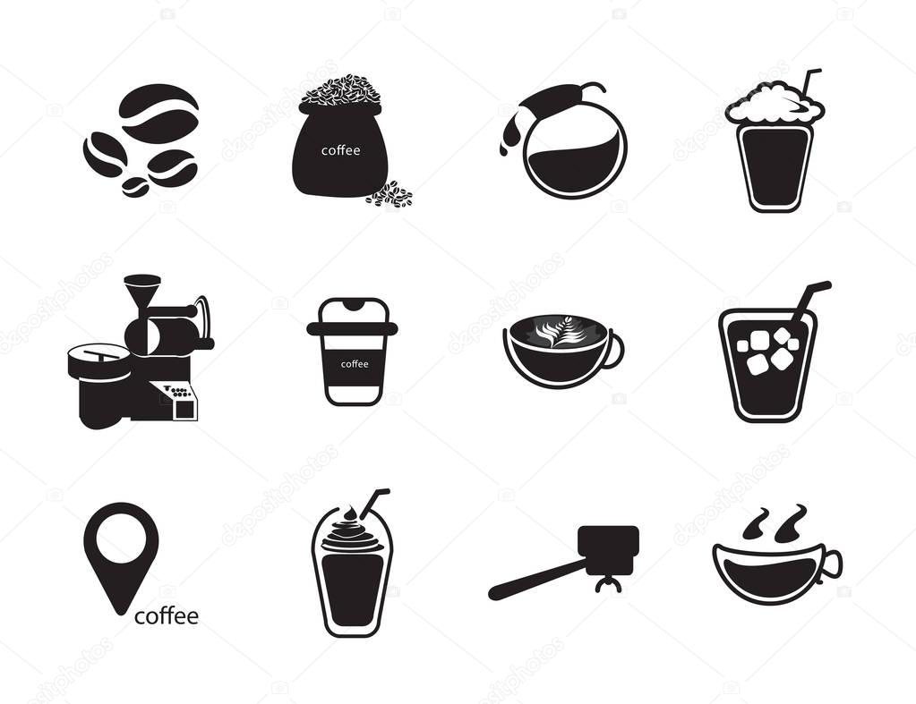 Silhouettes coffee icon set
