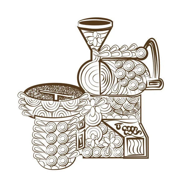 Sayfa kavurma kahve boyama hattı sanat tasarım — Stok Vektör