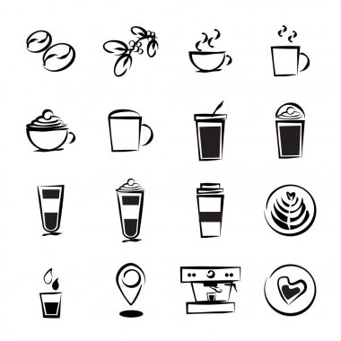 Menü ile kahve Icons set