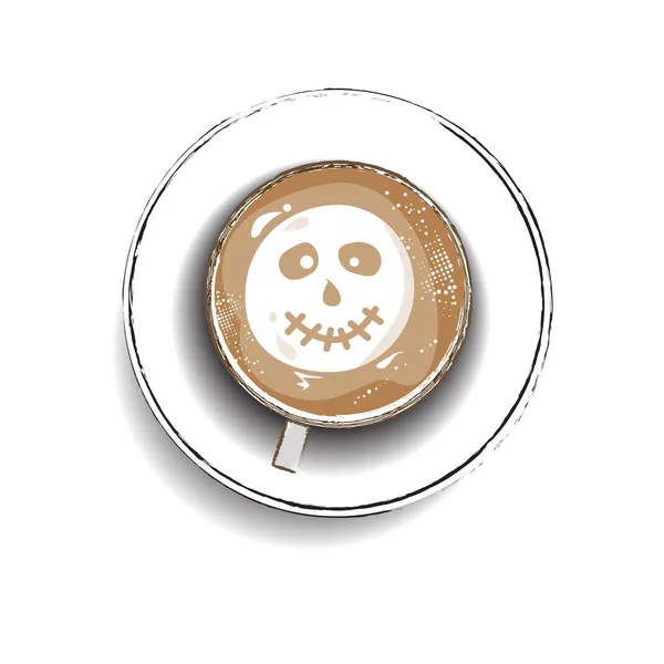 咖啡杯子设计的万圣节，鬼拿铁艺术 — 图库矢量图片