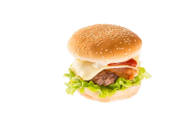 Kaas hamburger met chips — Stockfoto