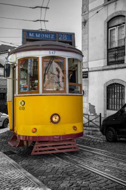 Lizbon tramvay araba Portekiz.