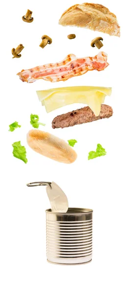 Cheese burger floating — Stock Photo, Image