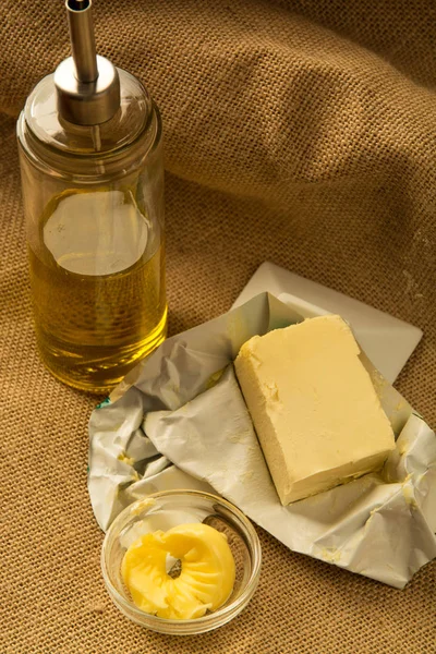 Olive oil, and vegetal butter — Stock Photo, Image