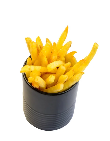 Franse frietjes in zwart glas — Stockfoto