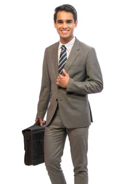Takım elbiseli genç iş adamı.