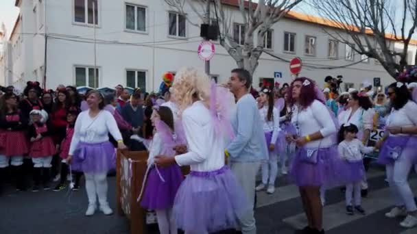 Torres Vedras Πορτογαλία Φεβρουαρίου 2020 Αποκριάτικη Παρέλαση Στην Torres Vedras — Αρχείο Βίντεο