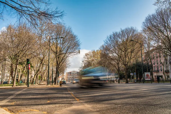 Lisbona Portogallo Marzo 2020 Veduta Del Viale Liberdade Nel Centro — Foto Stock