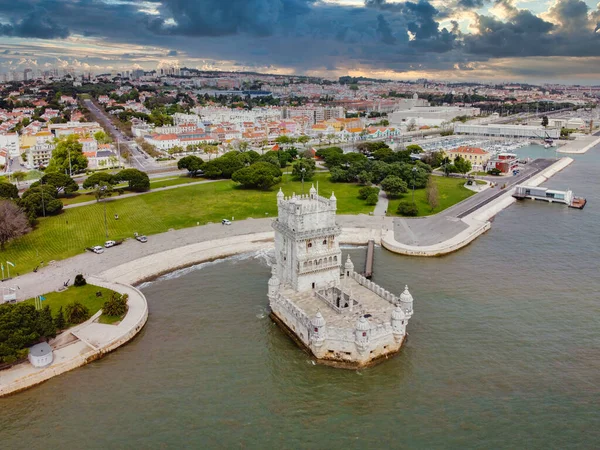 Lissabon Portugal April 2020 Blick Auf Den Belem Tower Stadtteil — Stockfoto