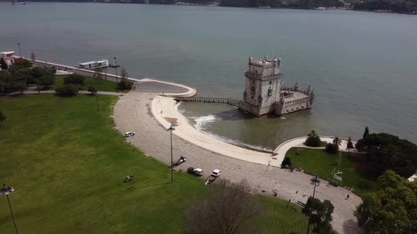 Vista Torre Belem Distrito Belem Lisboa Portugal — Vídeo de stock