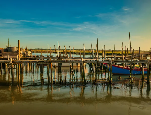 Muelle Típico Carrasqueira Río Sado Alentejo Portugal —  Fotos de Stock