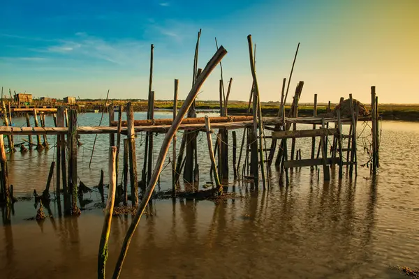 Muelle Típico Carrasqueira Río Sado Alentejo Portugal —  Fotos de Stock