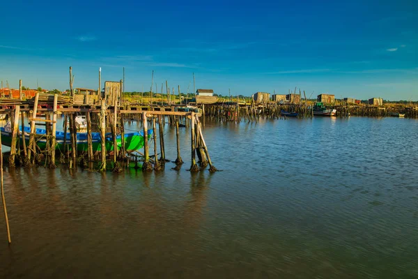 Muelle Típico Carrasqueira Río Sado Alentejo Portugal —  Fotos de Stock