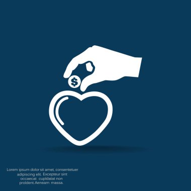 Kalp içine para koyarak el