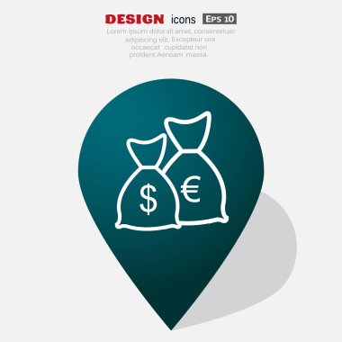 para birimi simgeleri ile para çanta