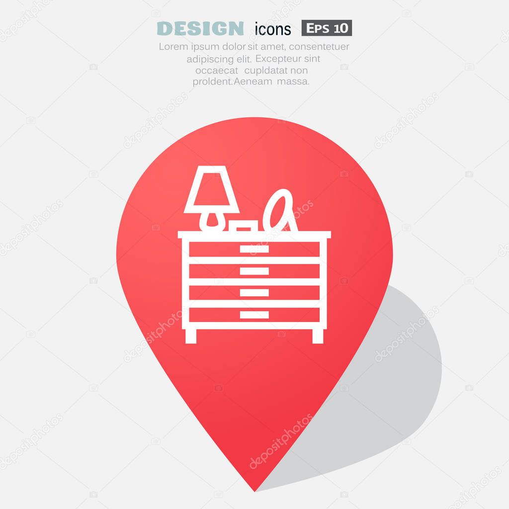 Chest of drawers flat icon, vector illustration
