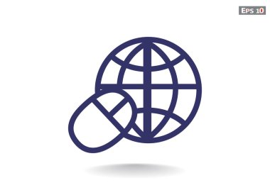 Dünya sembolü ve bilgisayar fare simgesi