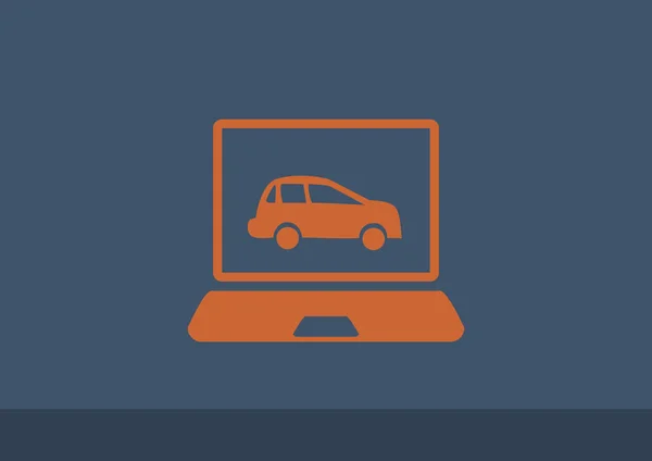 Laptop met auto op scherm — Stockvector