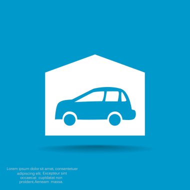 Garajda araba basit simgesiyle