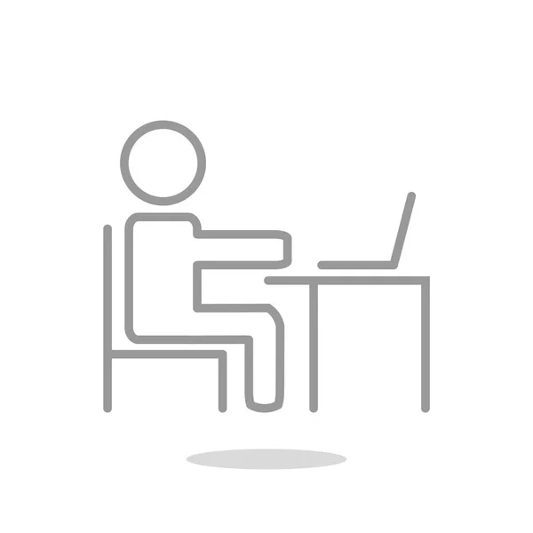 Άνθρωπος στο τραπέζι με το lap-top εικονίδιο — Διανυσματικό Αρχείο