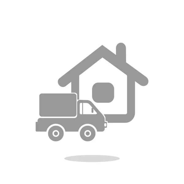 Vrachtwagen nabij web huisje — Stockvector