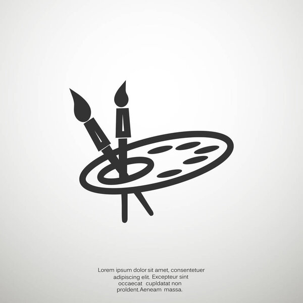 Art palette with paint brushes