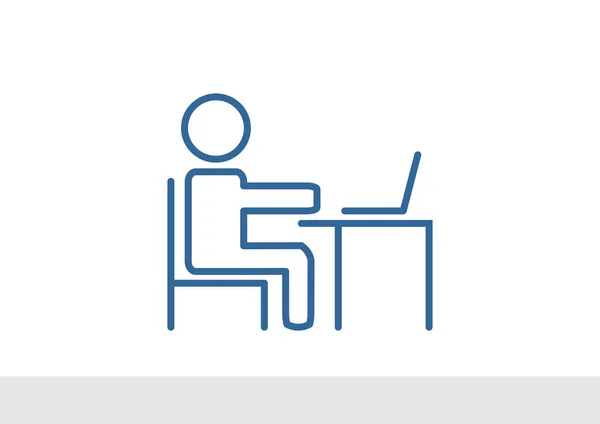 Homem à mesa com ícone de laptop — Vetor de Stock