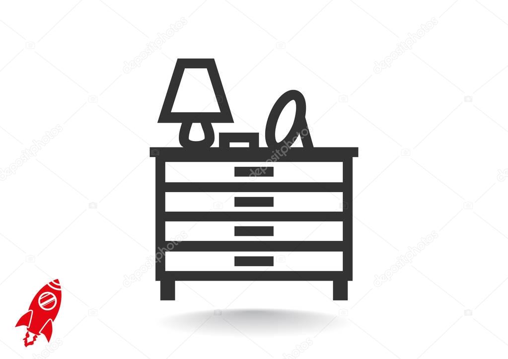 Chest of drawers flat icon, vector illustration