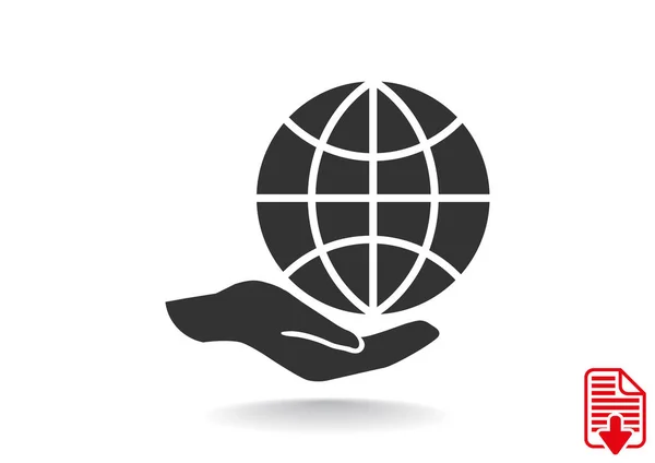 Globe en verzekering web-pictogram — Stockvector