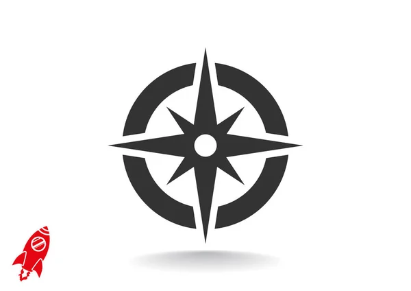 Compass pictograma web cu trandafir vânt — Vector de stoc