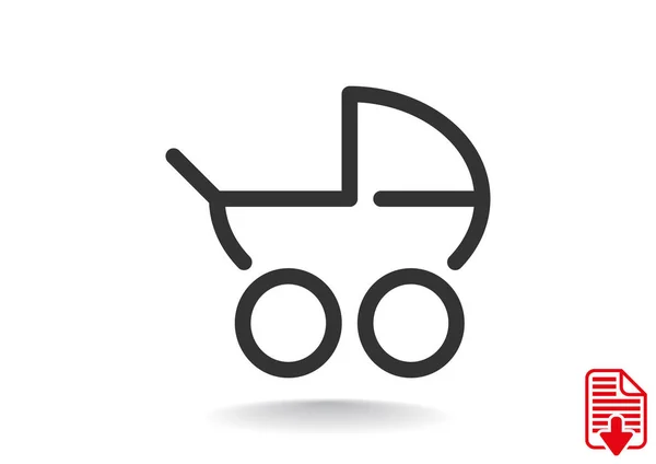 Simple stroller outline web icon — Stock Vector
