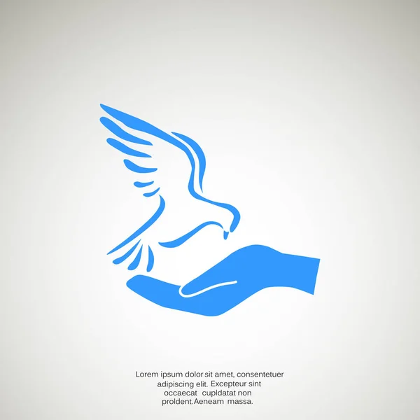 Dove dengan ikon tangan - Stok Vektor