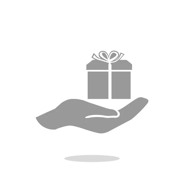 Caja de regalo en la mano icono web — Archivo Imágenes Vectoriales