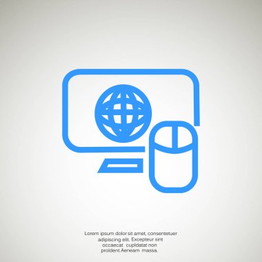 Dünya sembolü ve bilgisayar fare simgesi