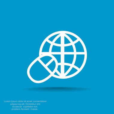 Dünya sembolü ve bilgisayar fare simgesi