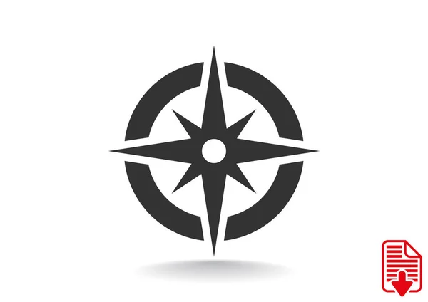 Icône web compas avec rose des vents — Image vectorielle