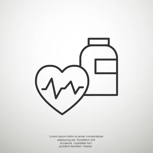 Kardiologia medycyna prosty tkanina ikona — Wektor stockowy