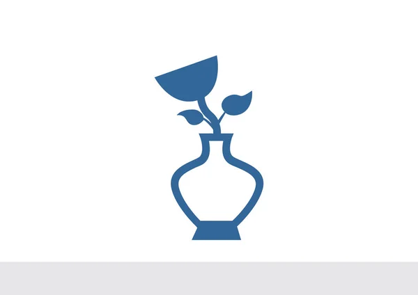 Rose dans l'icône du vase — Image vectorielle