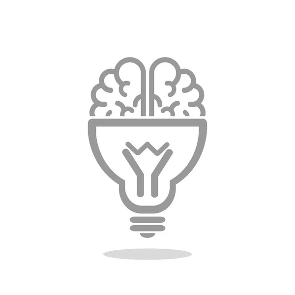 Brain with light bulb icon — Stock Vector