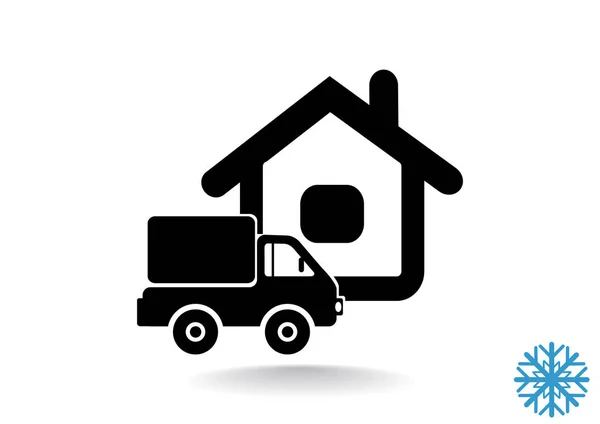 Truck near house web icon — Stock Vector