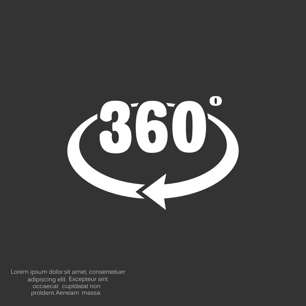 360 graden met afgeronde pijlpictogram — Stockvector