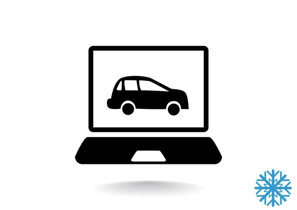 Laptop com carro na tela — Vetor de Stock